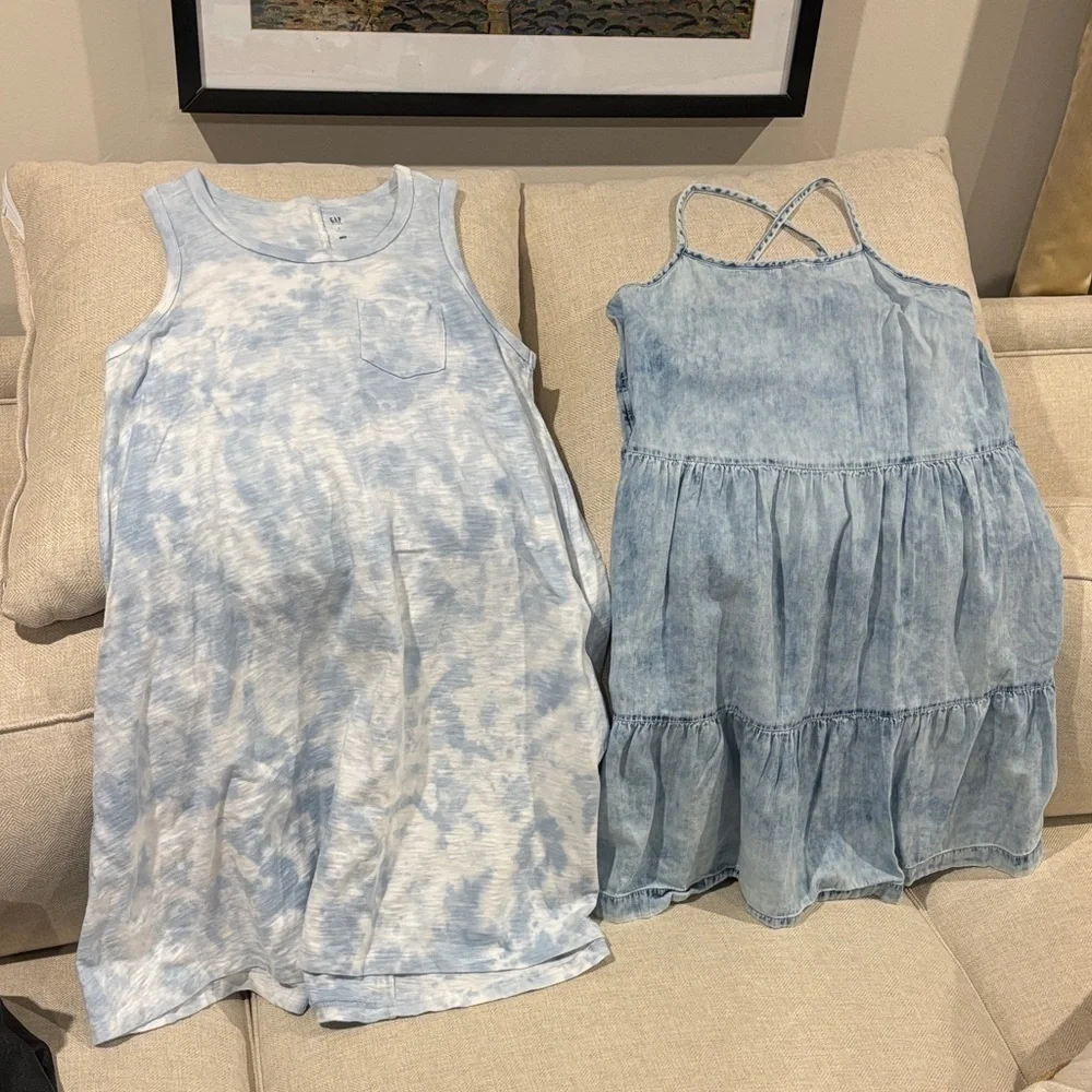 GAP kids bundle of 2 dresses Blue Tie-Dye and lightweight Denim Dresses